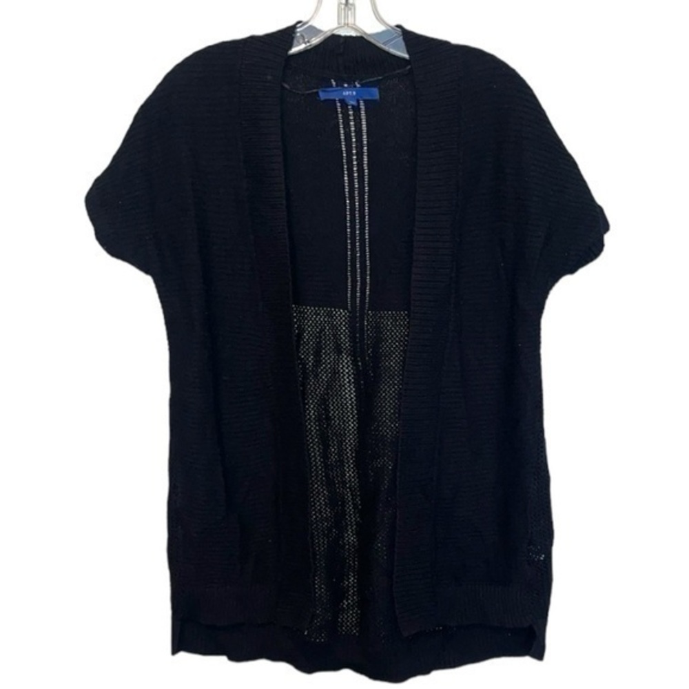 APT 9 Cap Sleeve Cardigan Black Open Weave Womens size small